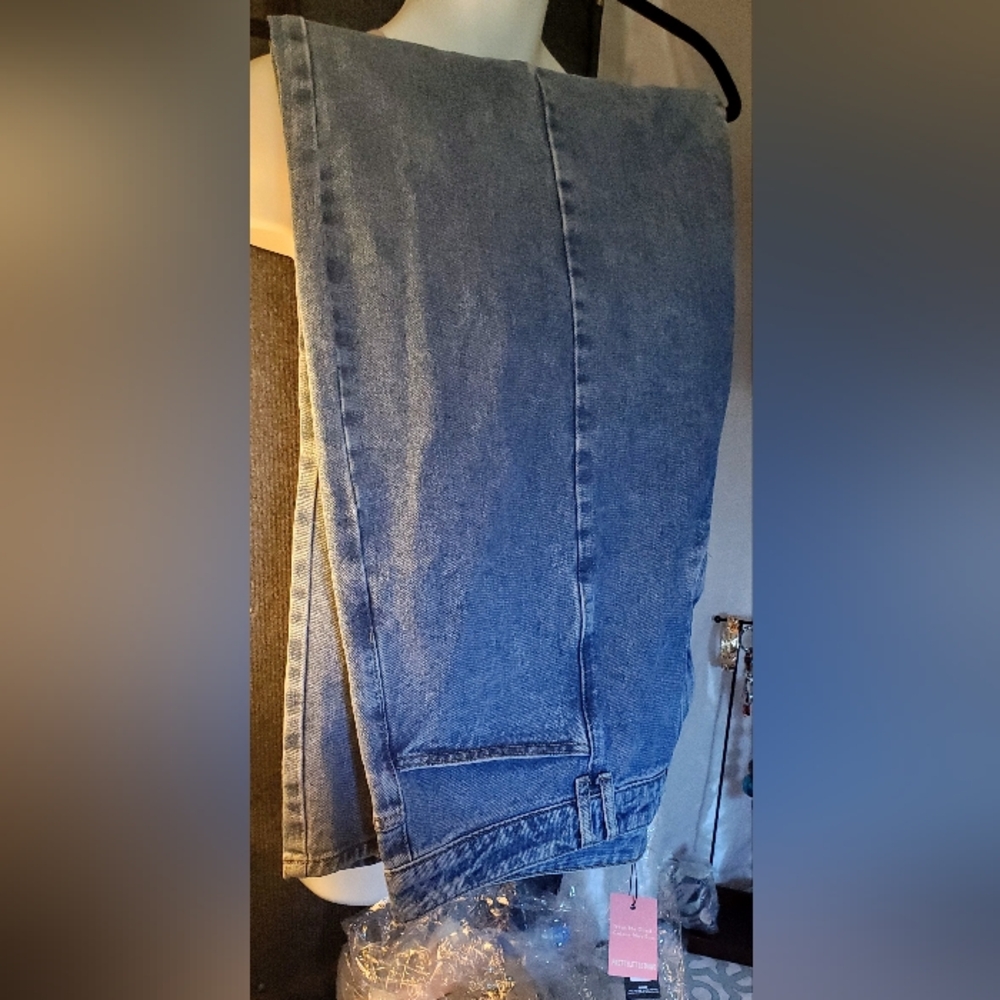 Pretty Little Thing Plus Washed Women's Wide Leg Blue Jeans